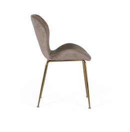 GINER Y COLOMER Lot de 4 chaises en velours gris et acier doré
